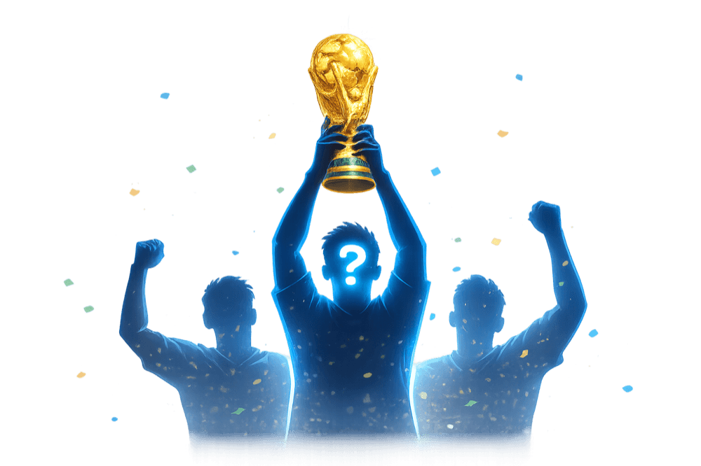A fan lifting the FIFA World Cup trophy