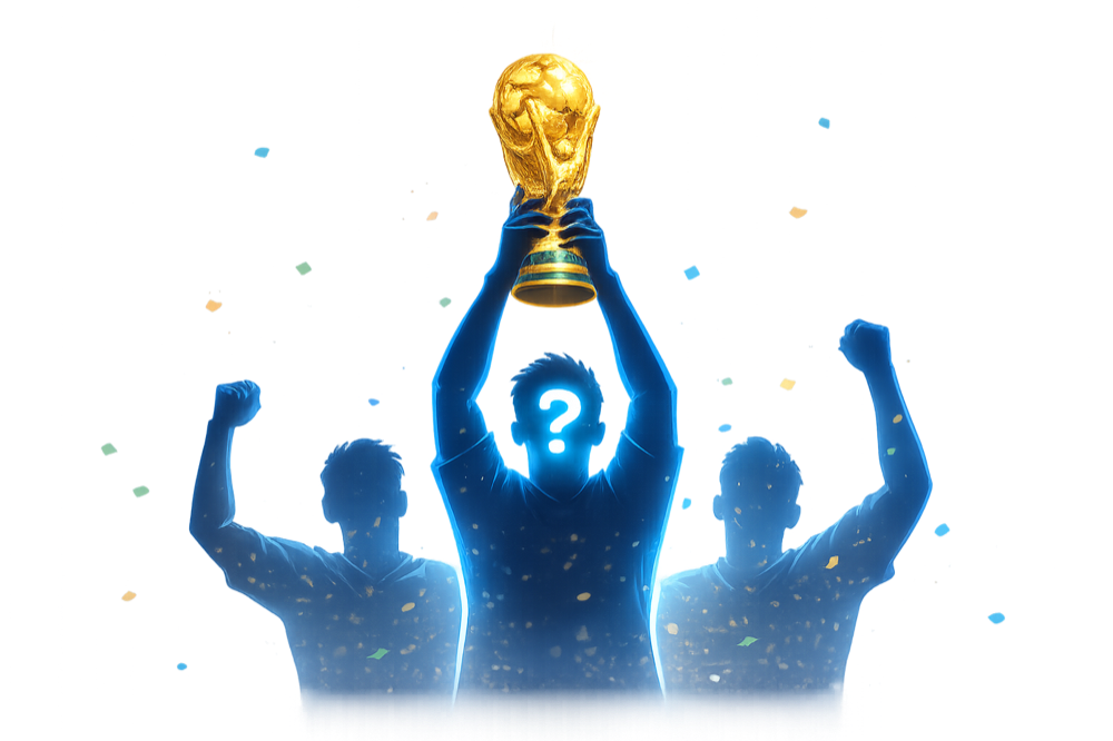 Glowing silhouette lifting the World Cup trophy — who are the 2026 World Cup favorites?
